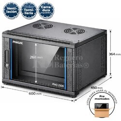 Armario Rack 6U para SAI UPS | 600 x 450 Mural Phasak Pro PHO 2106